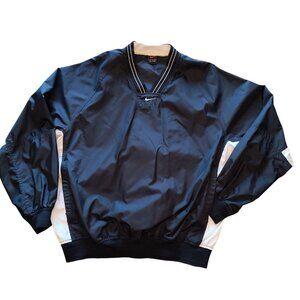 Nike Mens Black & White Pullover Windbreaker Jacket Large Nylon V-Neck